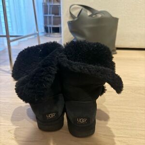 UGG Black Shearling Fold-Over Short Boots
